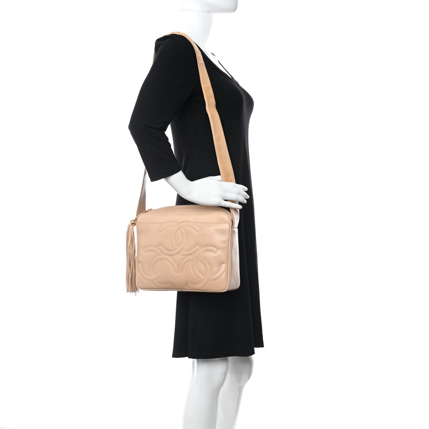Chanel Lambskin CC Tassel Camera Case Beige 2 of 11