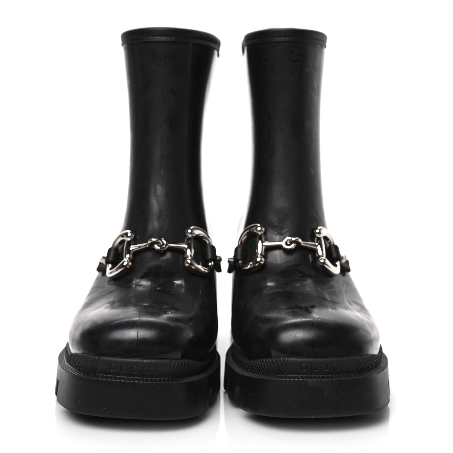 Rubber Womens Horsebit Ankle Boots 39 Black
