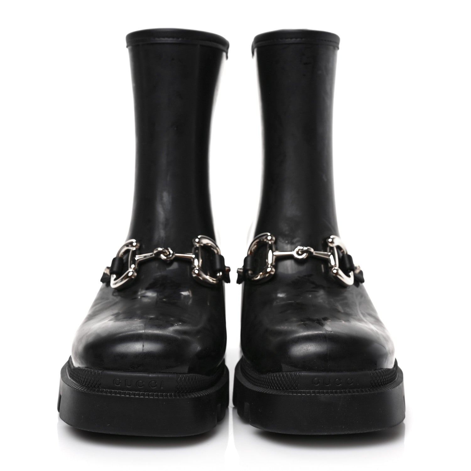 Gucci Rubber Womens Horsebit Ankle Boots 39 Black 2 of 7