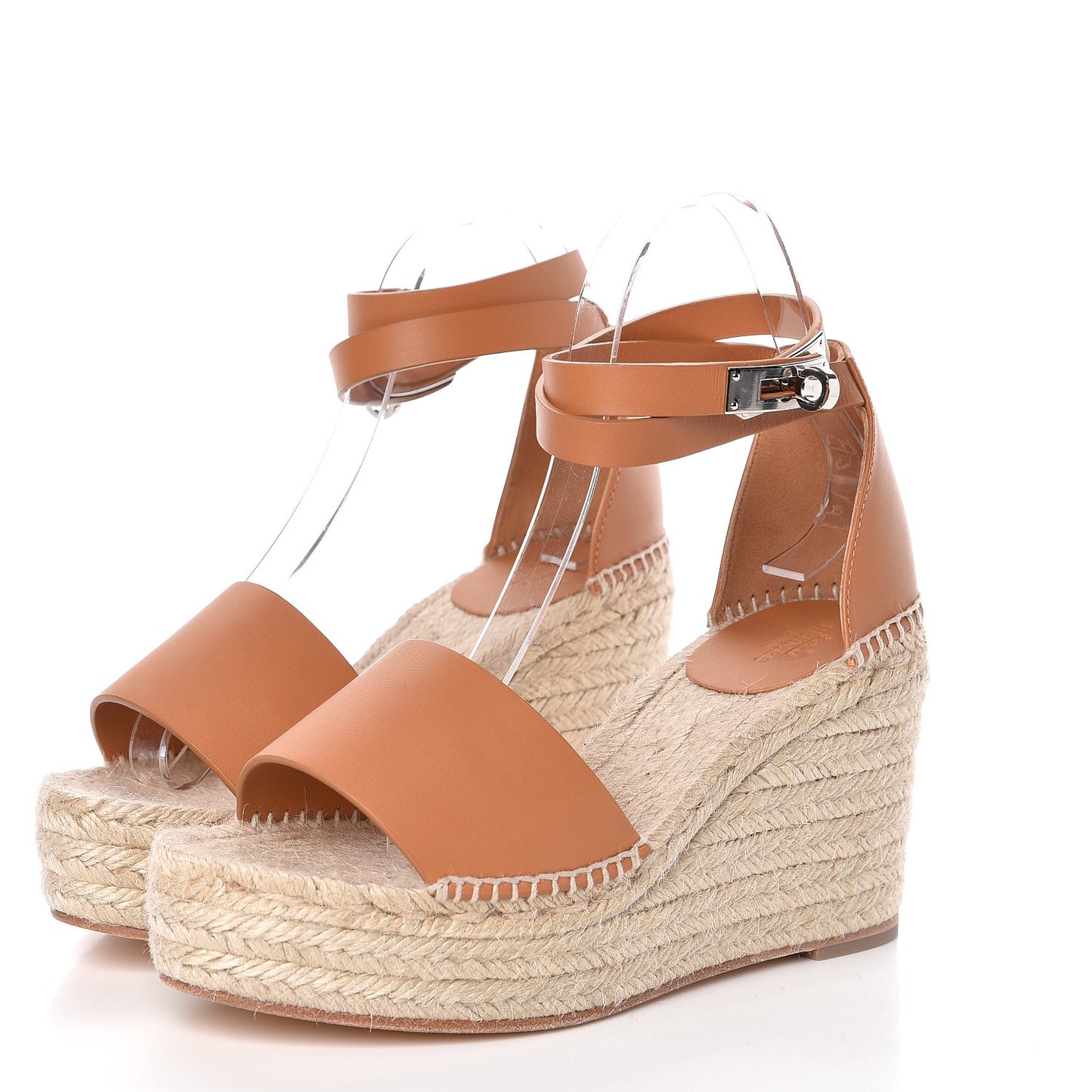 Calfskin Tivoli Espadrille Wedge Sandals 38 Naturel