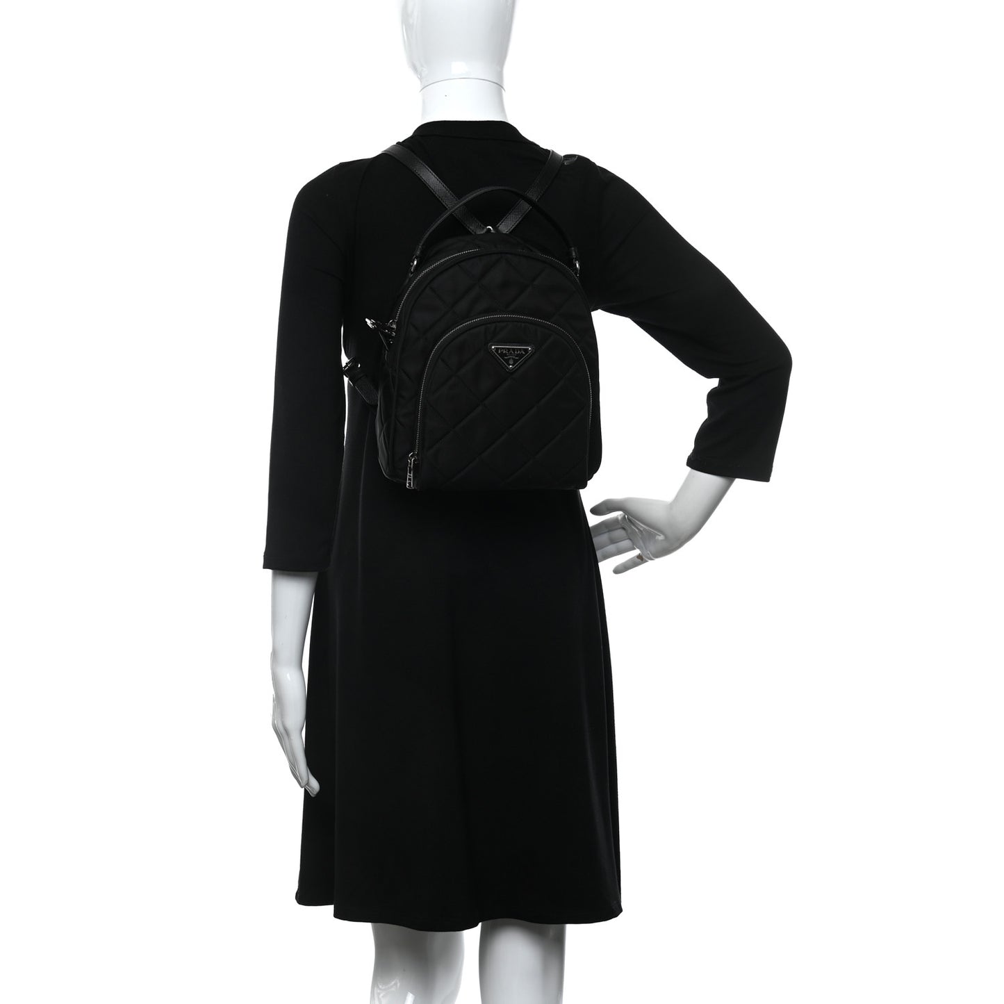 Nylon Tessuto Impuntu Quilted Backpack Black