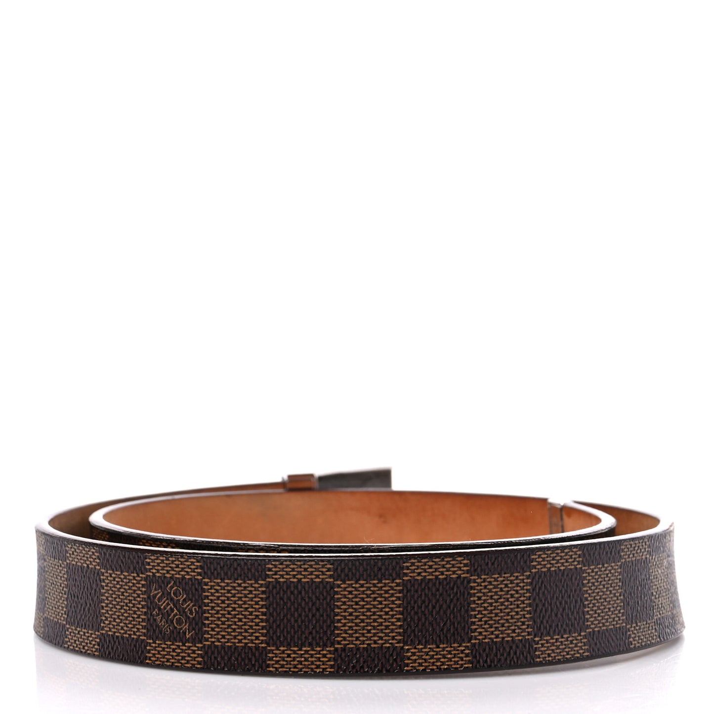 Damier Ebene LV Paris Buckle Belt 80 32 Silver