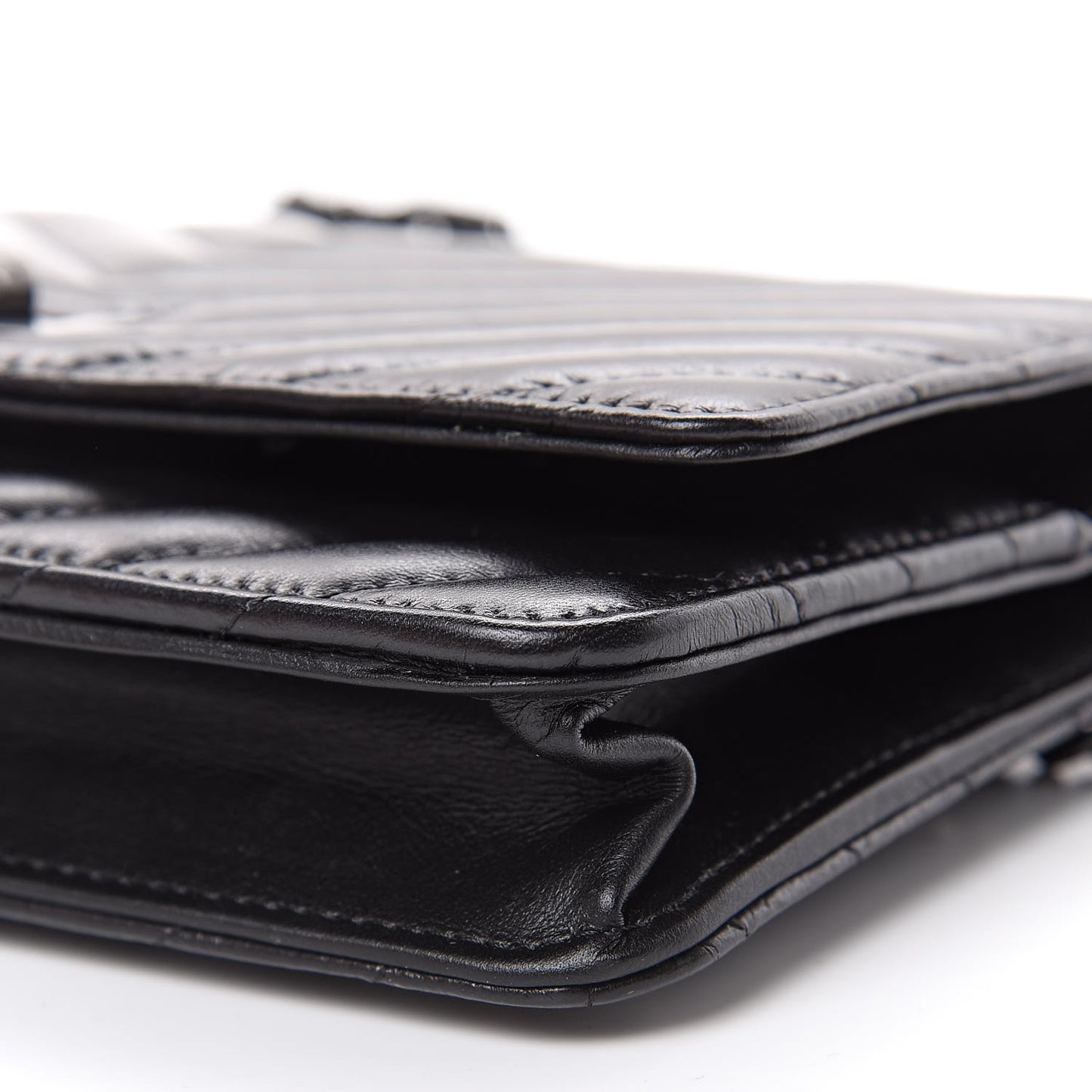 Aged Calfskin Chevron Quilted Reissue Wallet On Chain WOC So Black