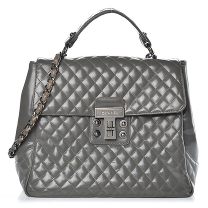 Chanel Glazed Calfskin Mademoiselle Lock Kelly Flap Bag Grey 1 of 21