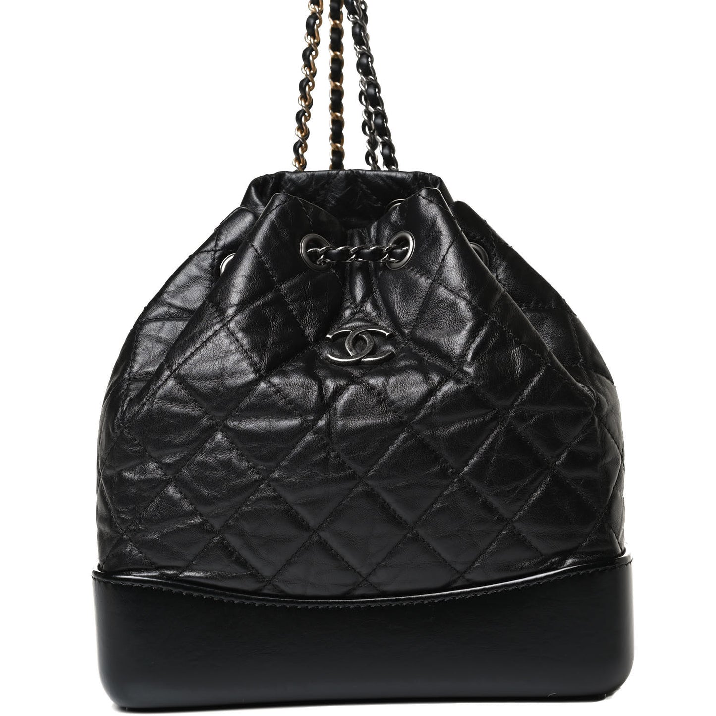 Aged Calfskin Quilted Small Gabrielle Backpack Black