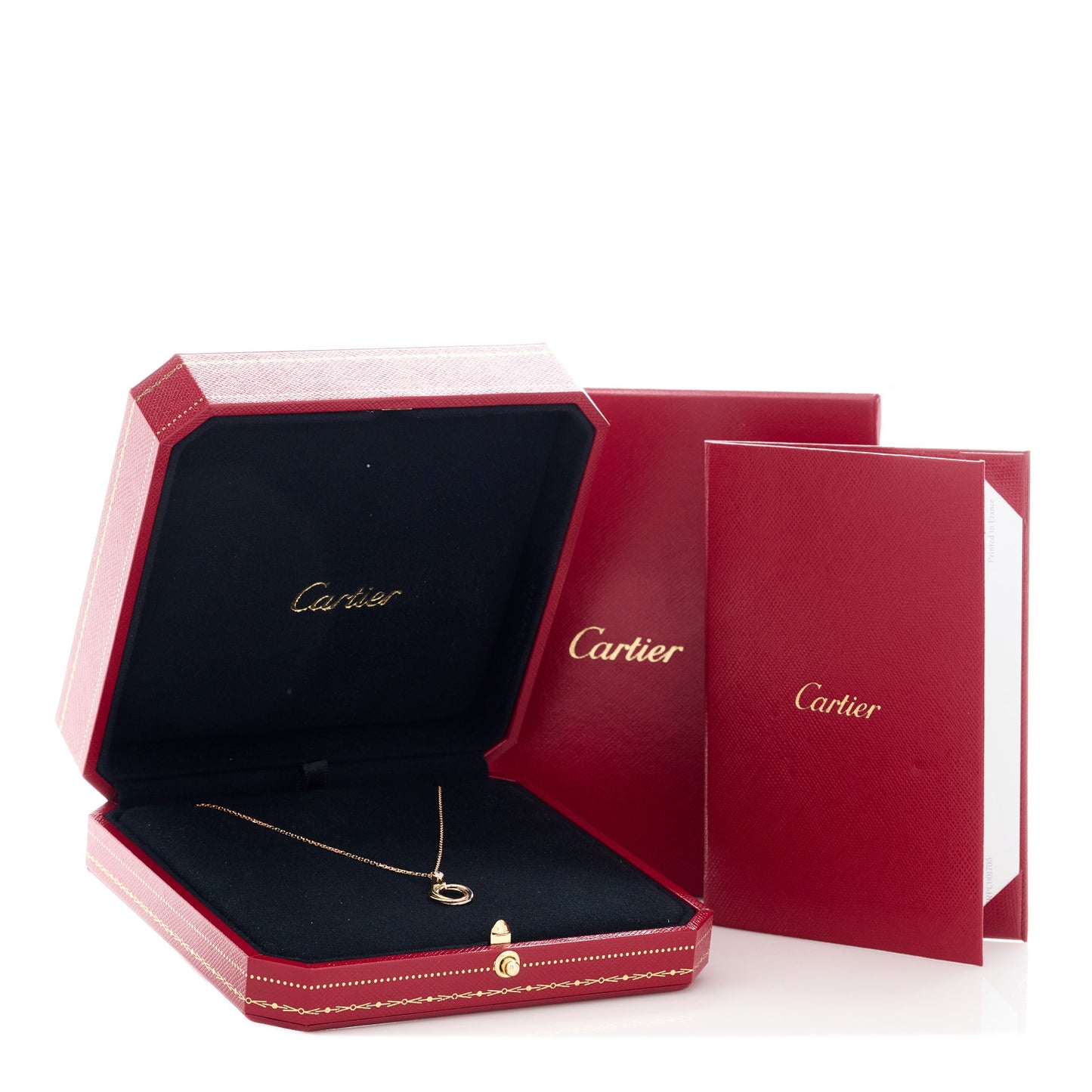18K Pink Yellow White Gold Diamond Trinity Pendant Necklace