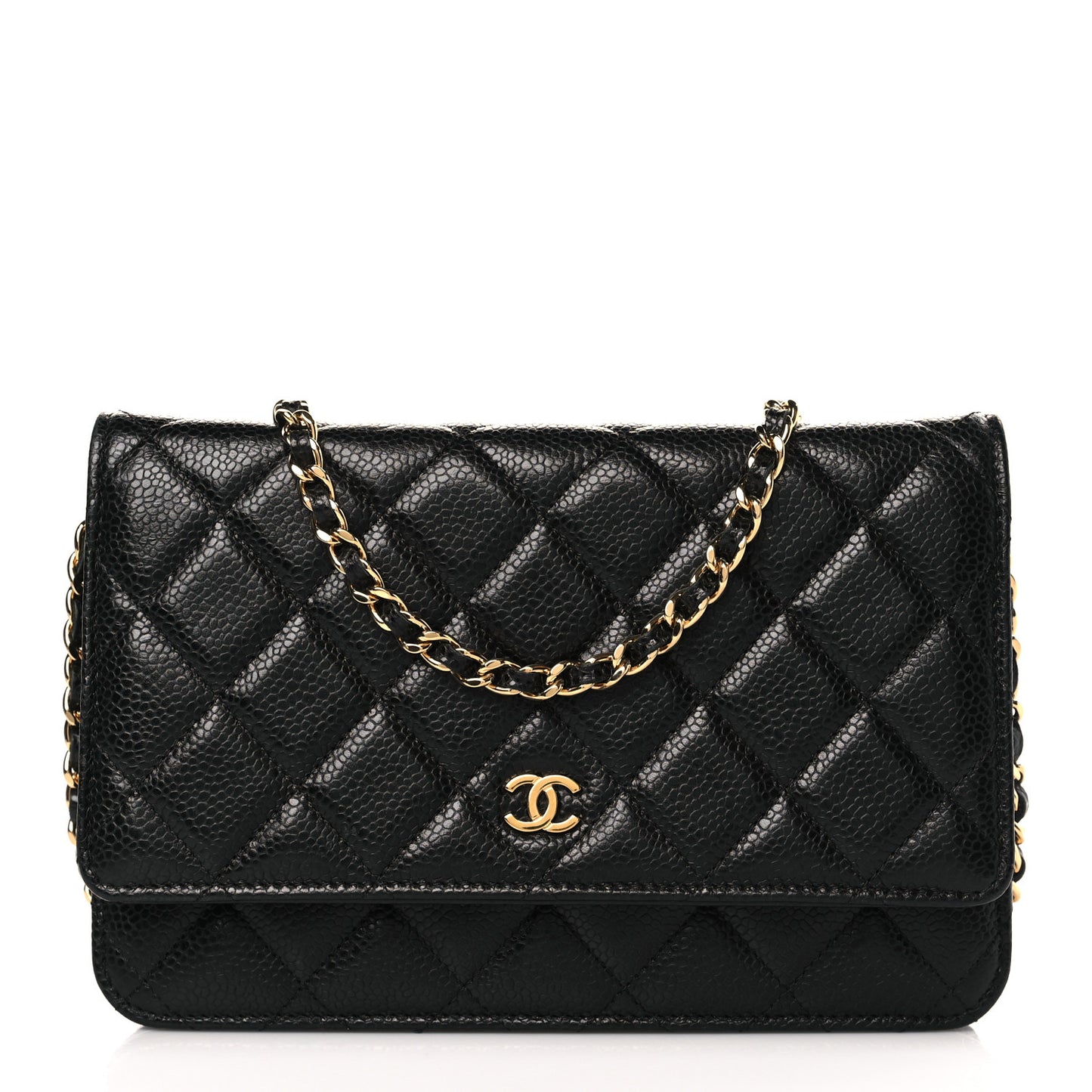 Caviar Quilted Wallet on Chain WOC Black