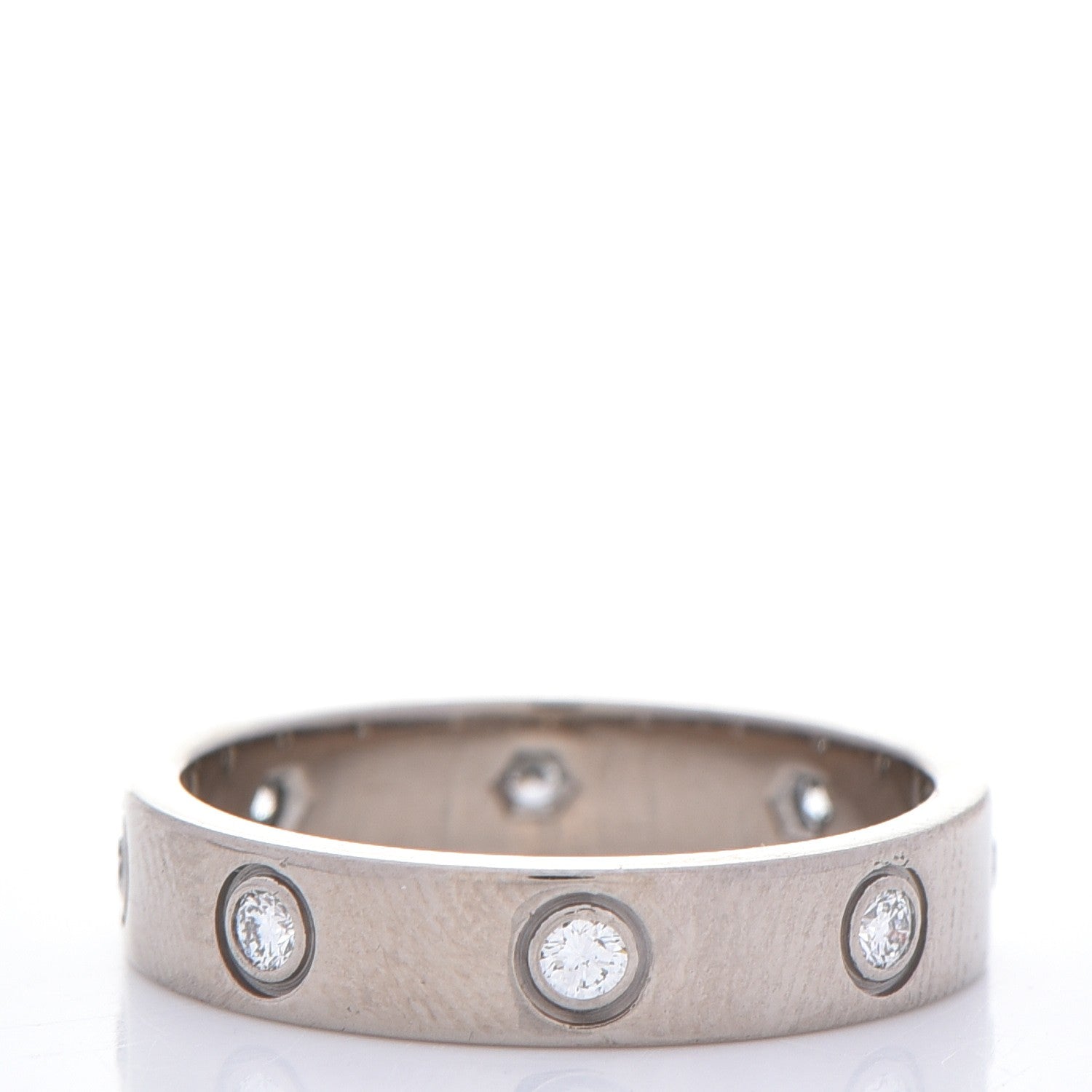 Cartier 18K White Gold 8 Diamond 4mm Wedding Band LOVE Ring 51 5.75 3 of 5