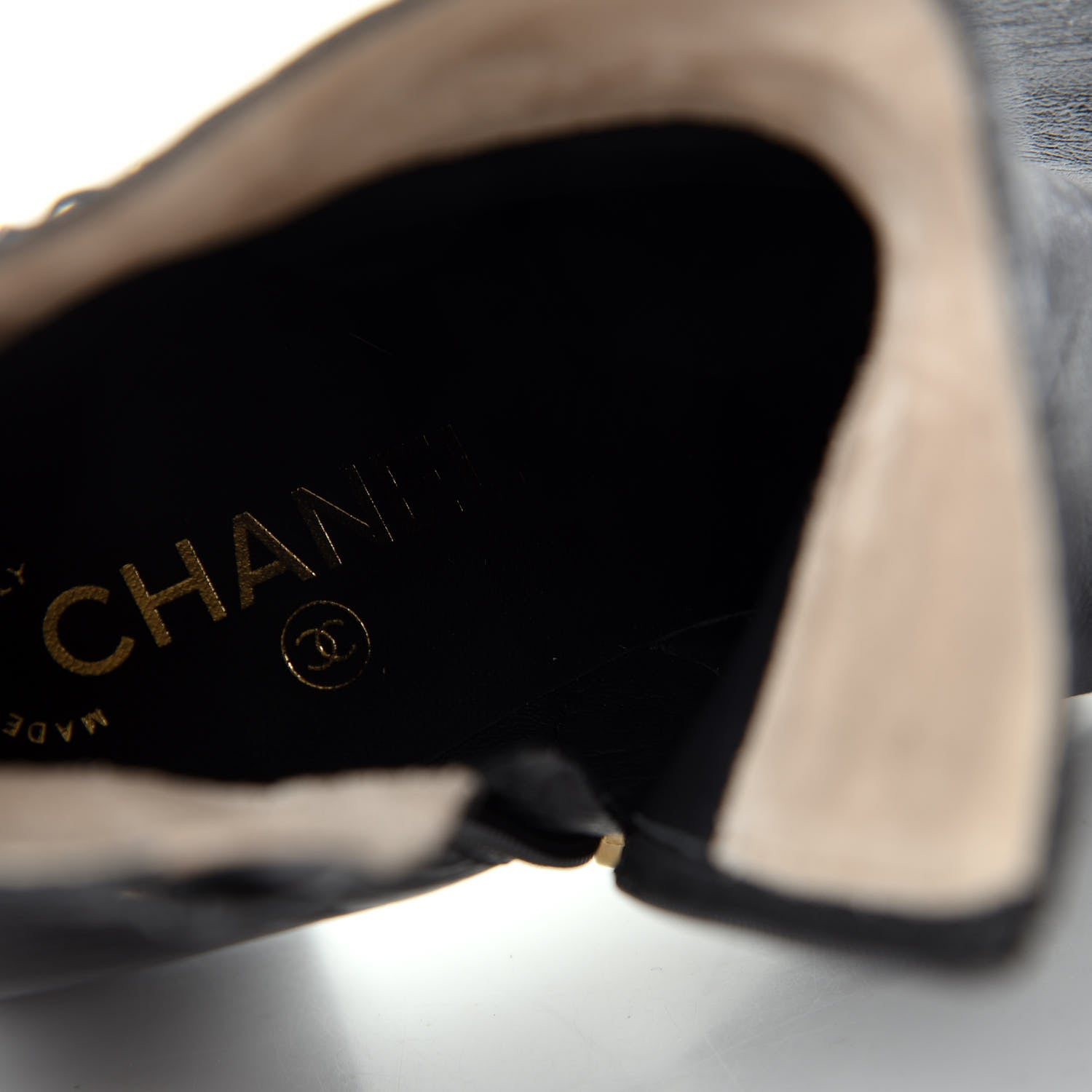 Chanel Crumpled Calfskin Cap Toe Chain Short Boots 39 Black 8 of 11