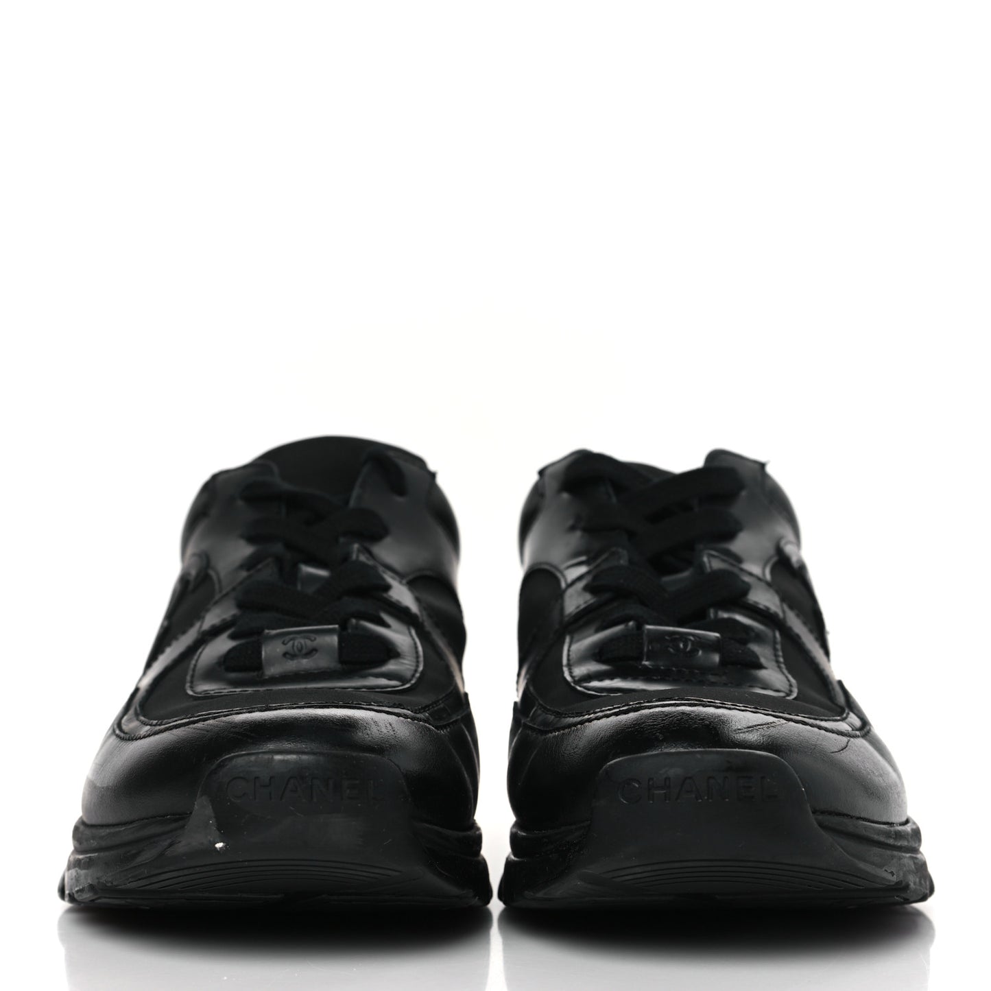 Lambskin Fabric CC Uniform Sneakers 39.5 Black