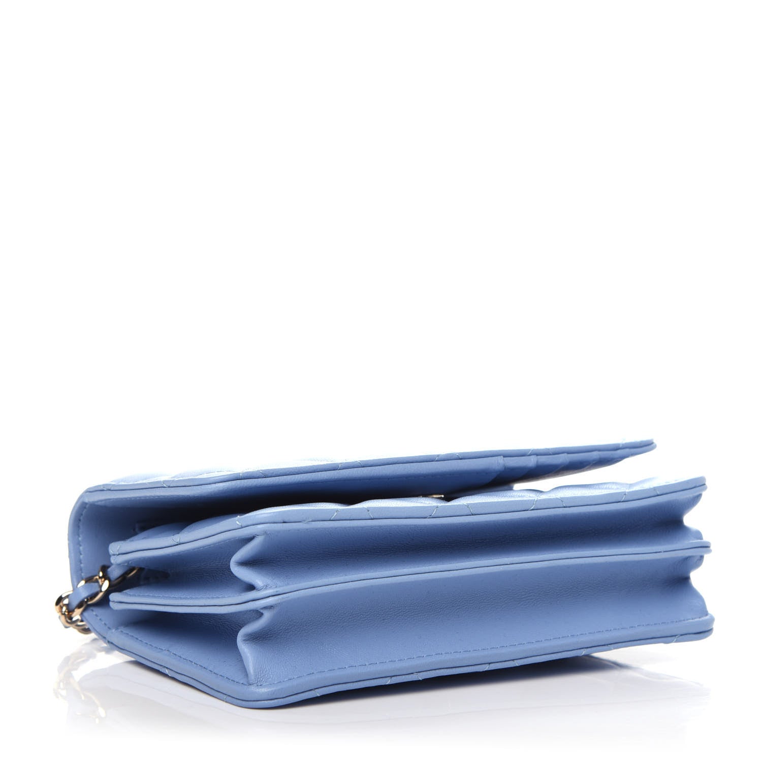 Chanel Lambskin Quilted Mini Wallet On Chain WOC Light Blue 4 of 10