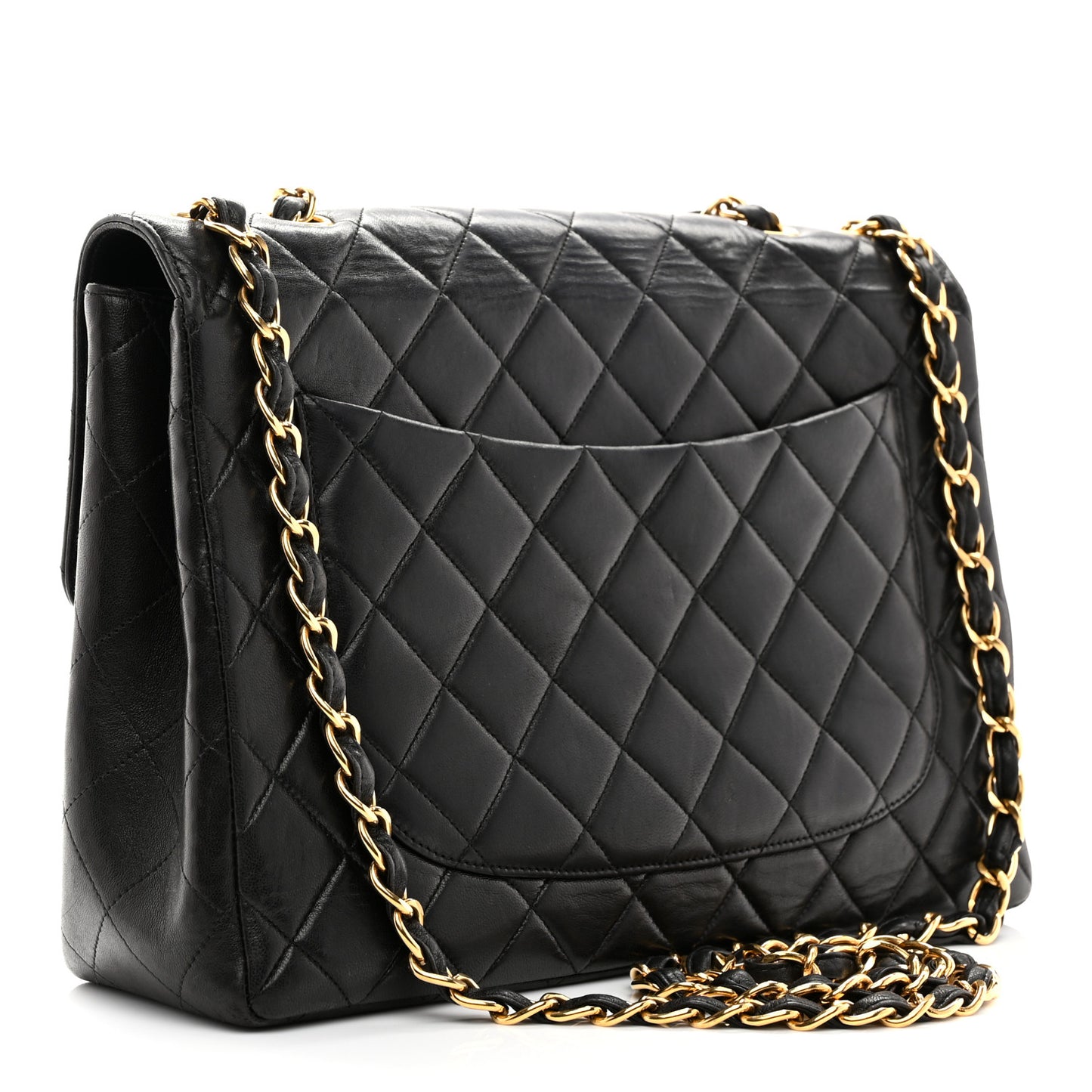 Lambskin Quilted Jumbo Single Flap Black