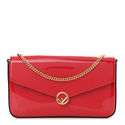 Fendi Vitello Vernice Mou F is Fendi Envelope Wallet on Chain with Pouches Rosso Cardinale 2 of 10
