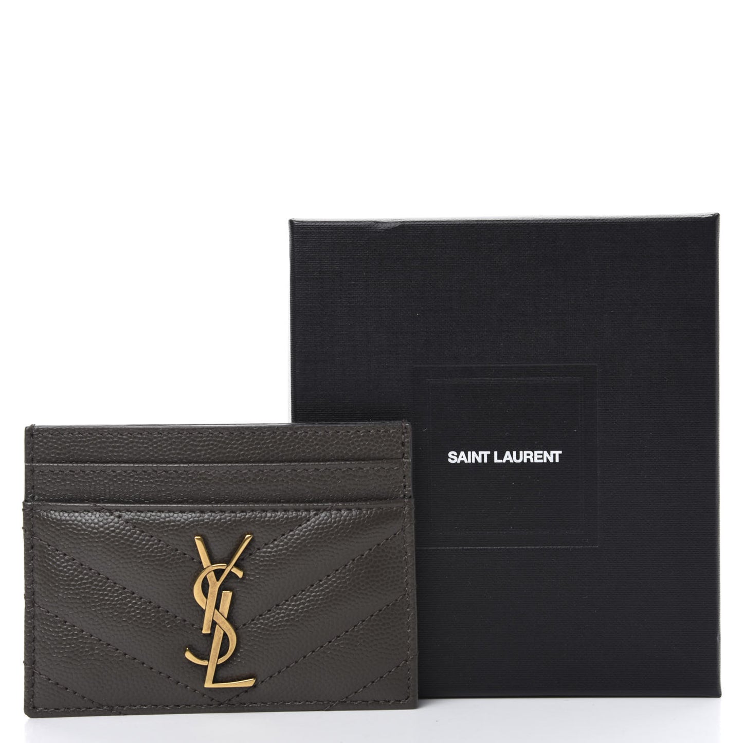 Grain De Poudre Matelasse Chevron Monogram Credit Card Case Pebble