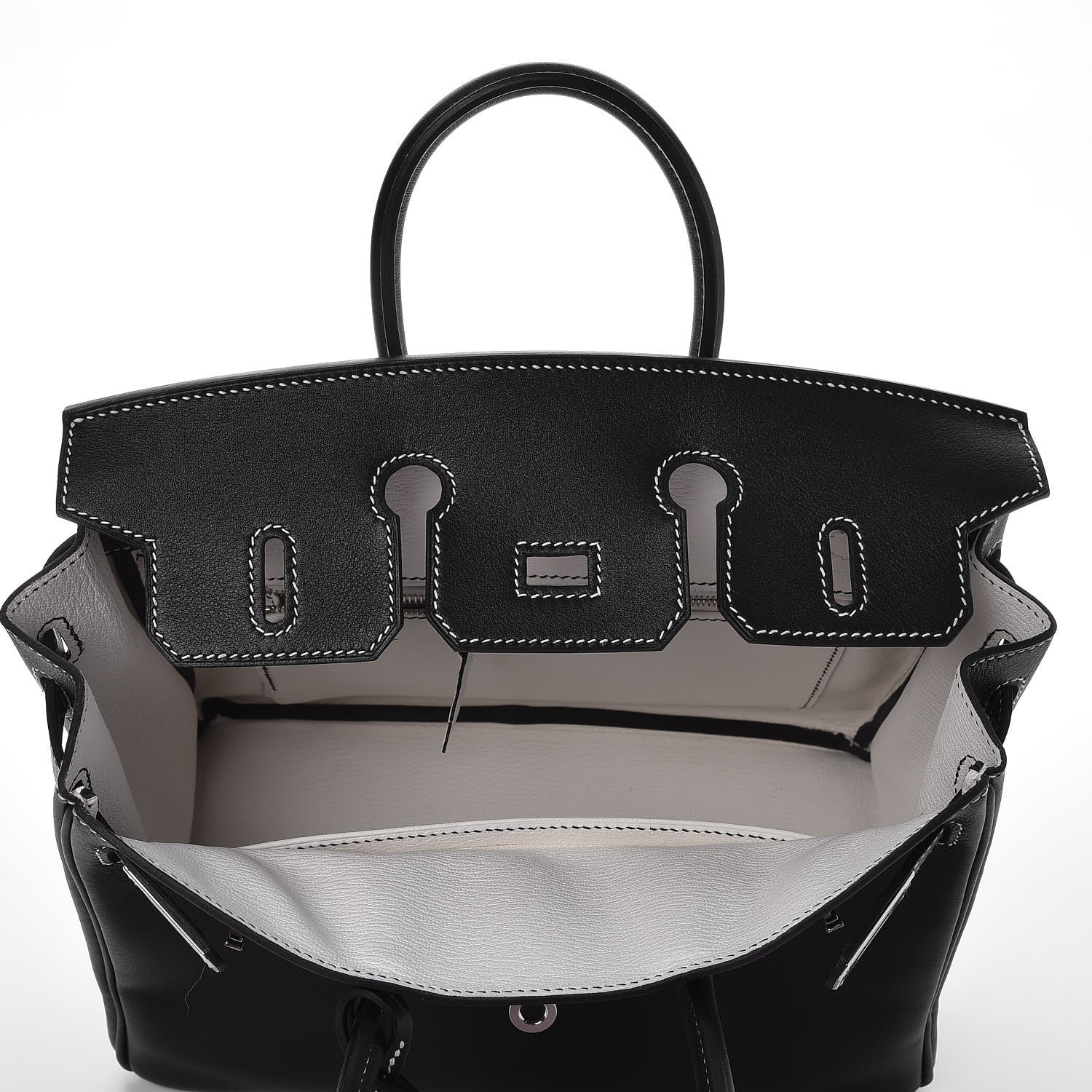 Hermes Swift Horseshoe Birkin 25 Black White 7 of 35