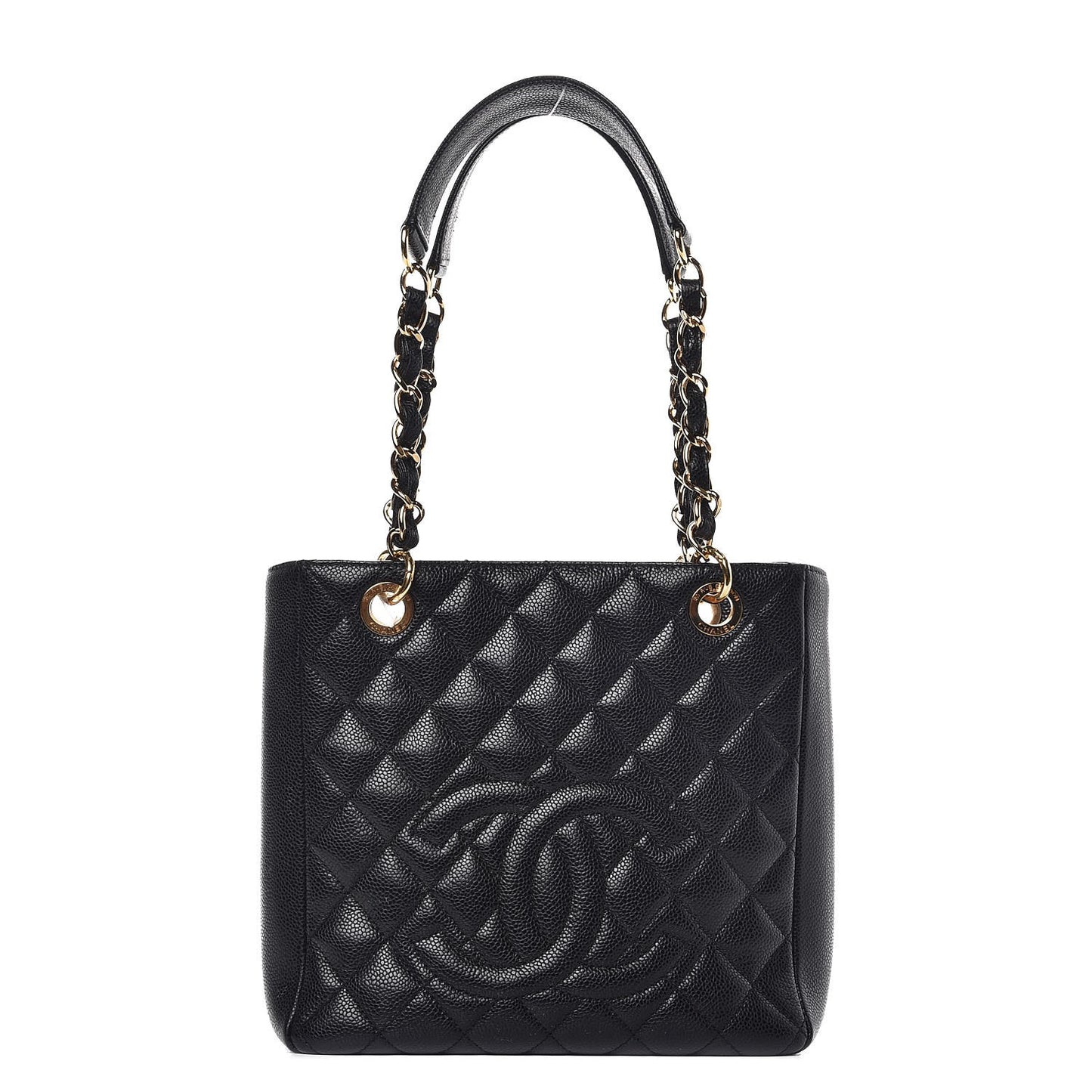 Caviar Quilted Petit Shopping Tote PST Black
