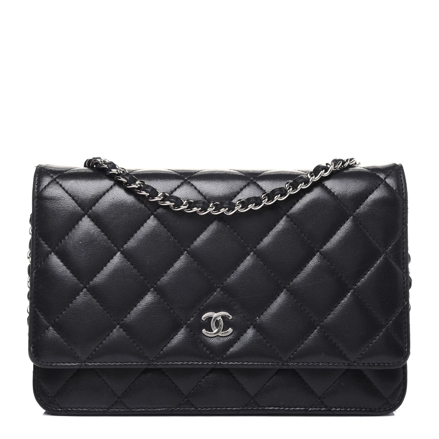 Chanel Lambskin Quilted Wallet On Chain WOC Black 1 of 19