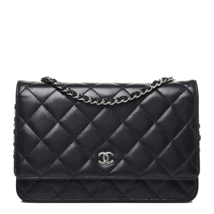 Chanel Lambskin Quilted Wallet On Chain WOC Black 1 of 19