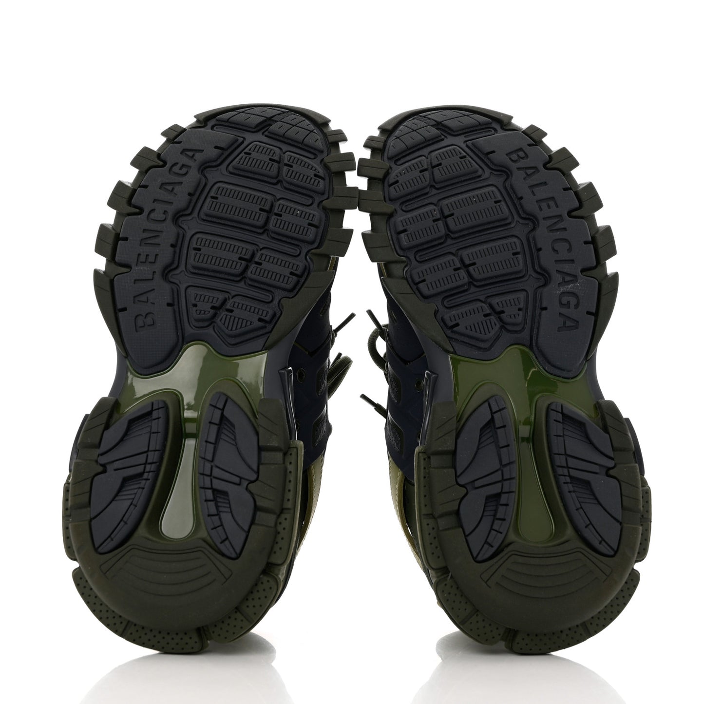 Mesh Rubber Tri-Color Womens Track Sneakers 38 Kaki Dark Grey Green