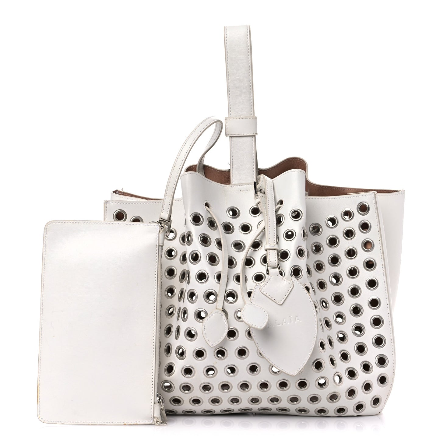 Calfskin Grommet Rose-Marie 28 Bag White