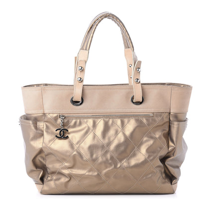 Chanel Metallic Coated Canvas Large Paris Biarritz Tote Gold 1 of 12