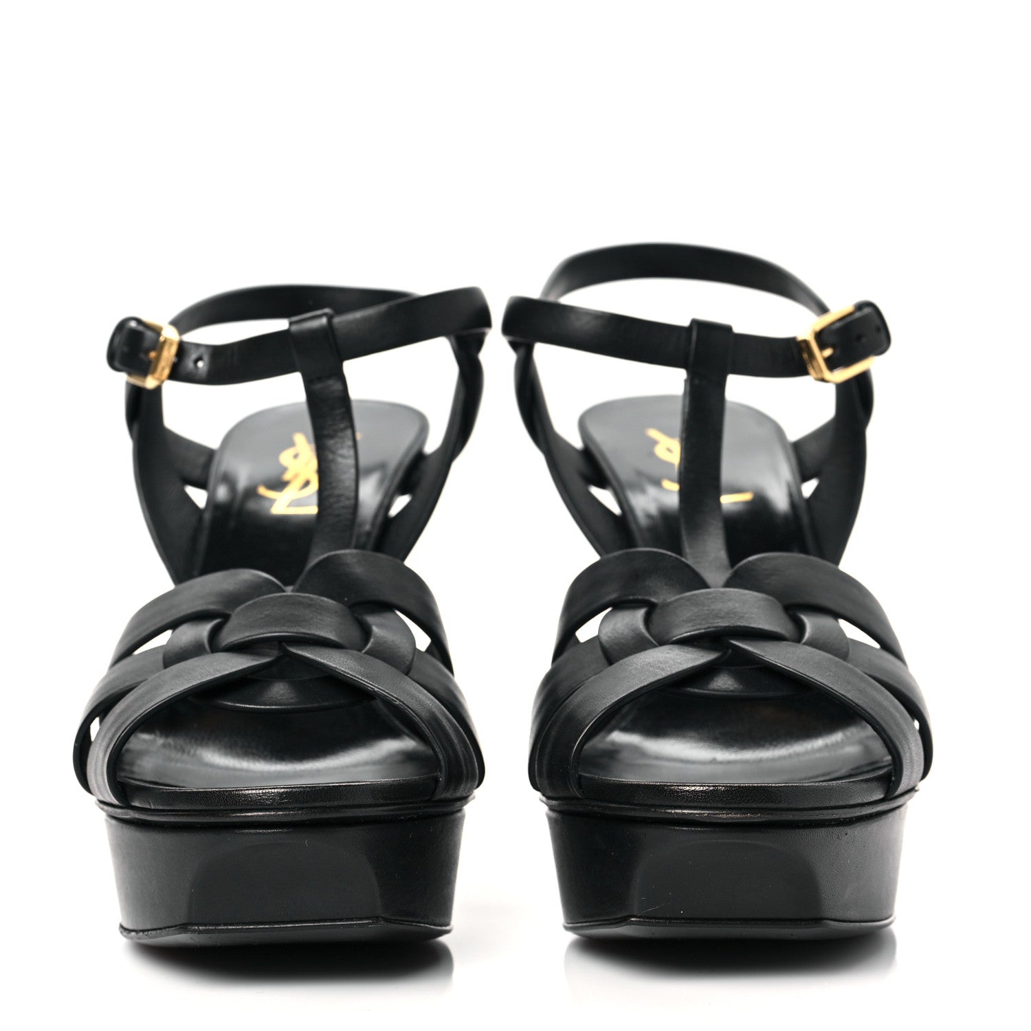 Saint Laurent Calfskin Tribute 75 Platform Sandals 39 Black 2 of 8