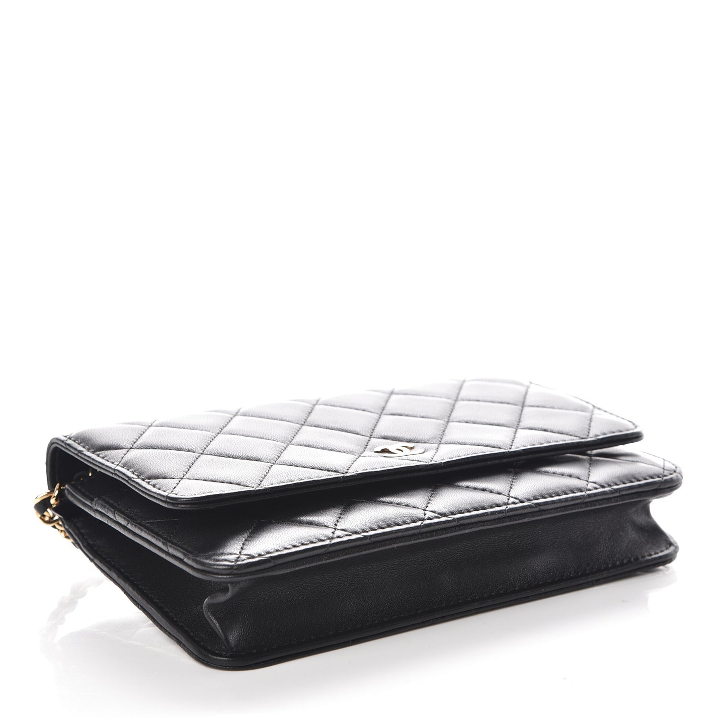 Lambskin Quilted Wallet On Chain WOC Black