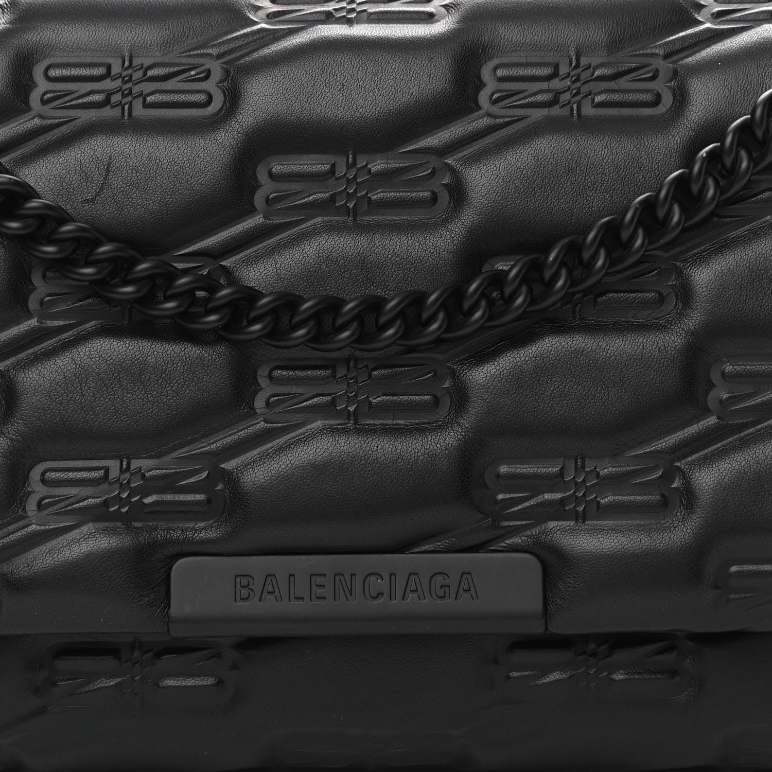 Balenciaga Nappa BB Monogram Embossed Medium Triplet Bag Black 5 of 9