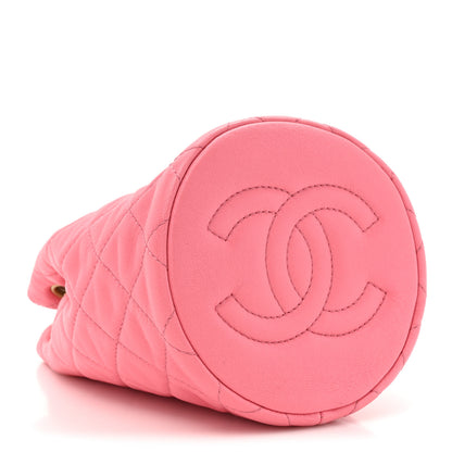 Chanel Lambskin Quilted Pearl Crush Drawstring Bag Pink 4 of 12