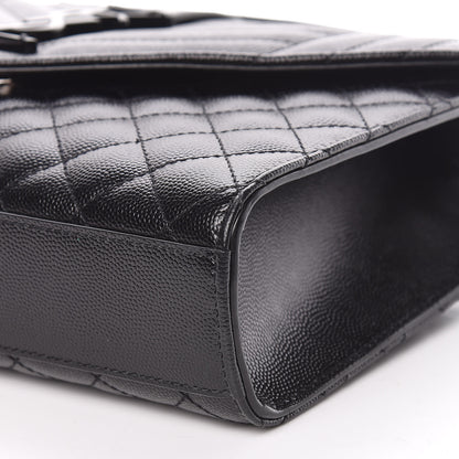 Saint Laurent Grain De Poudre Textured Mixed Matelasse Triquilt Medium Monogram Satchel Black 7 of 10