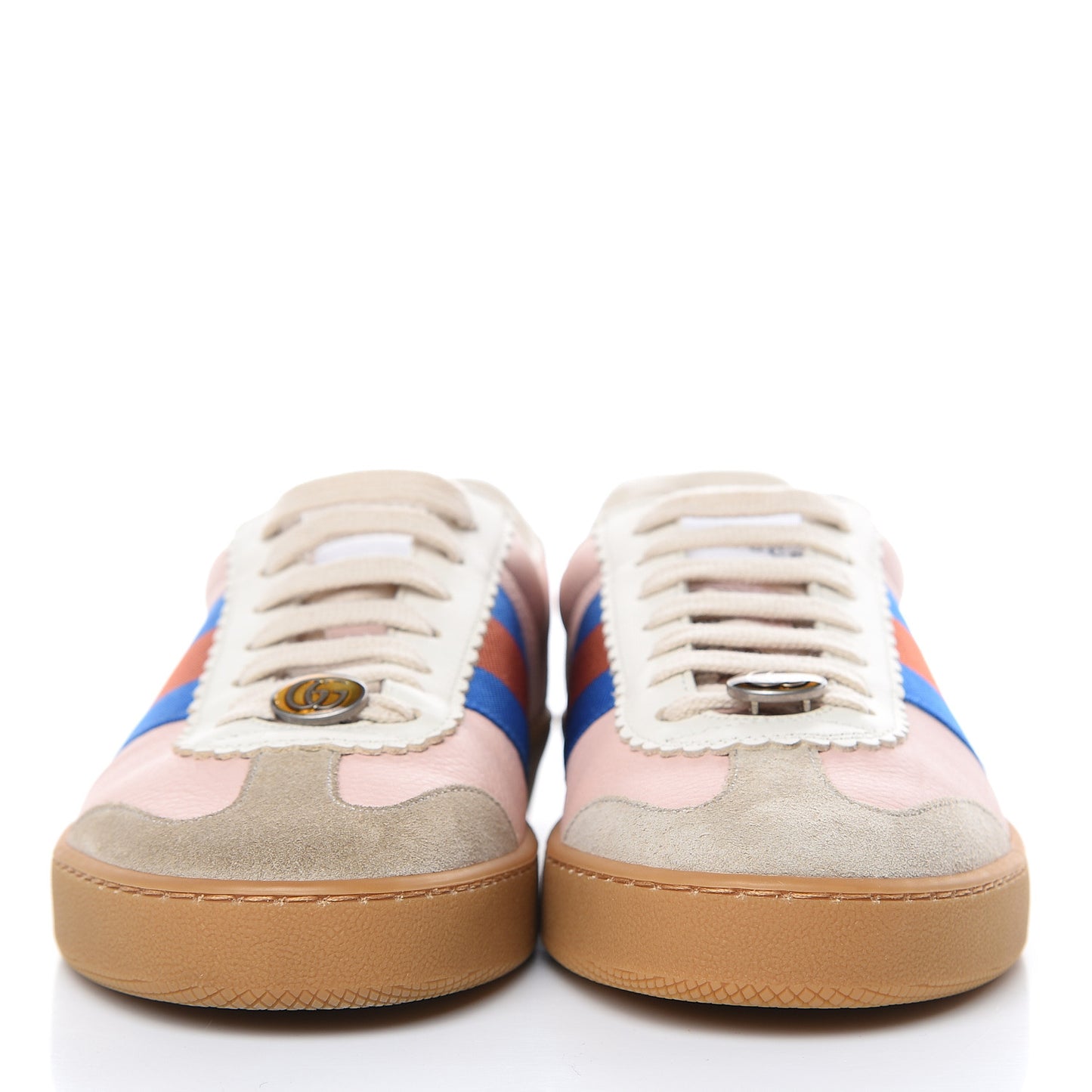 Calfskin Suede Web Mens G74 Sneakers 5 Oatmeal Soft Rose