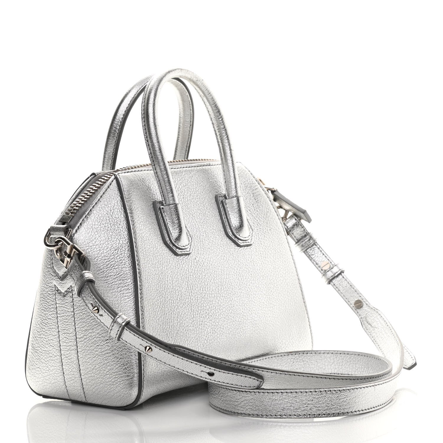 Givenchy Metallic Sugar Goatskin Mini Antigona Silver 2 of 15