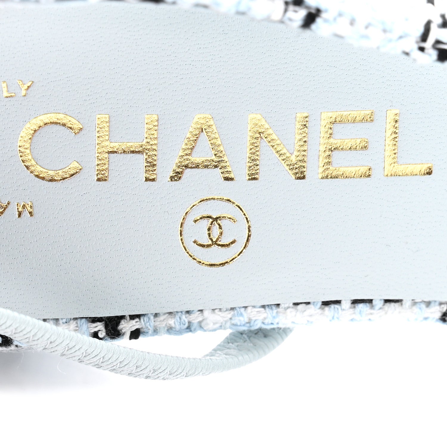 Chanel Tweed Grosgrain Cap Toe Slingback Flats 37 Blue White Black 7 of 11