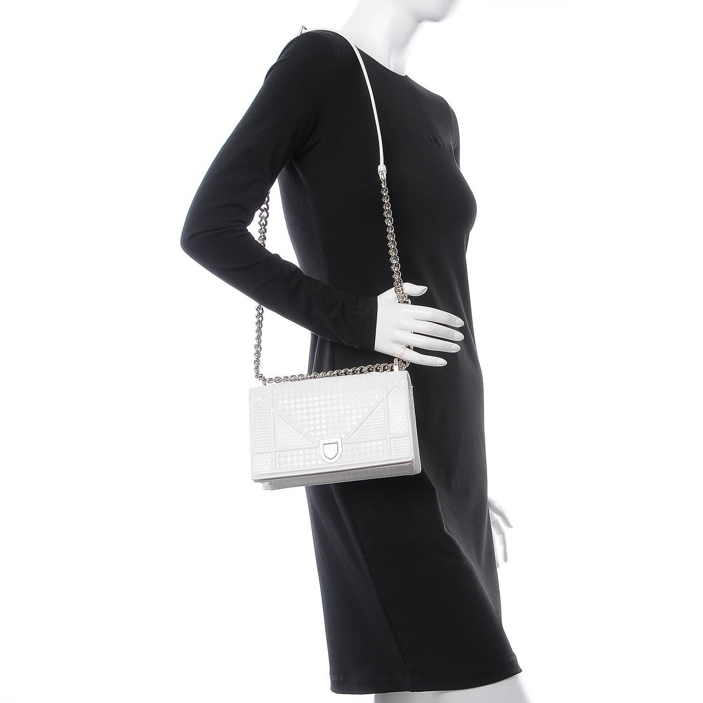 Patent Micro-Cannage Small Diorama Flap Bag White