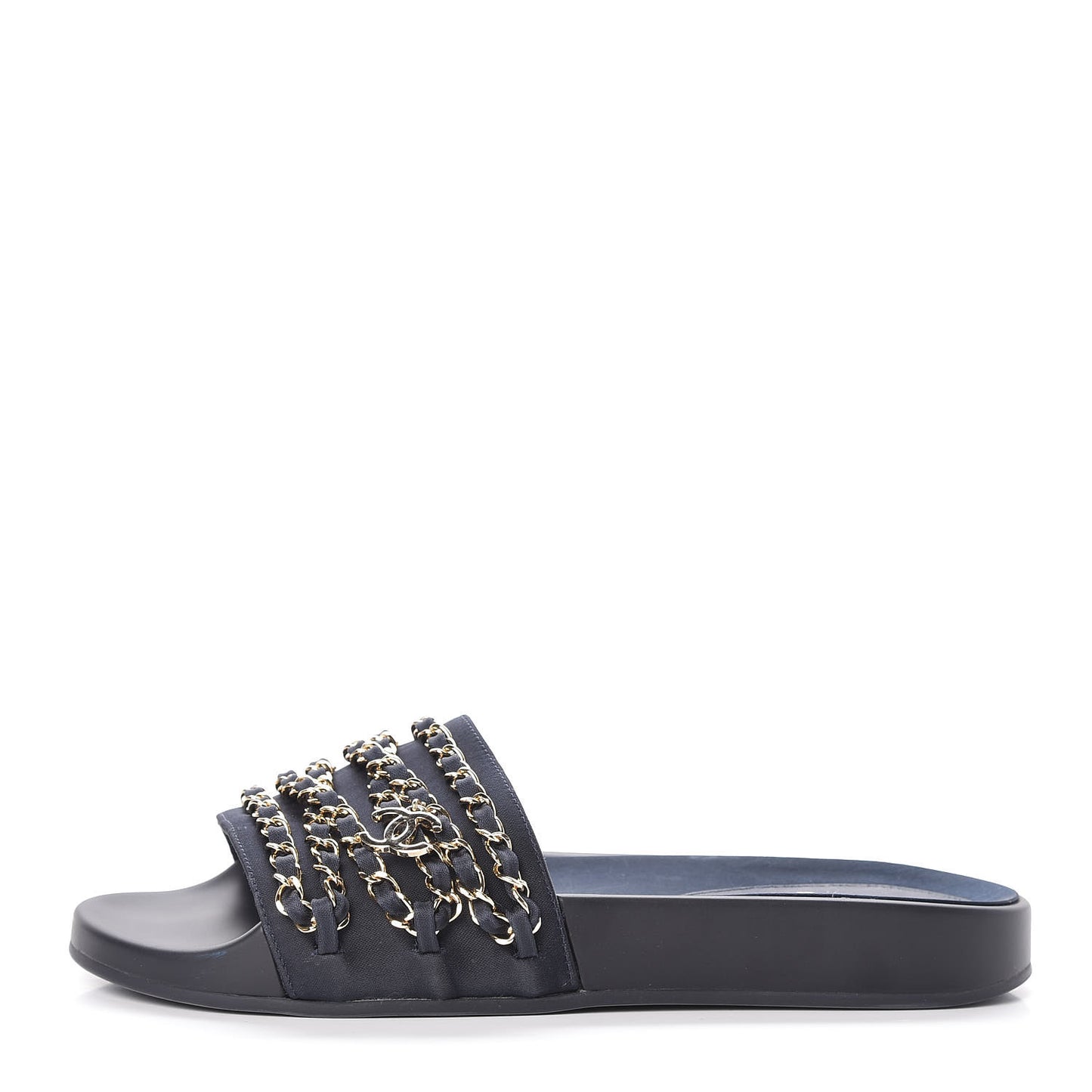 Canvas Chain Flat Sandals 38 Marine