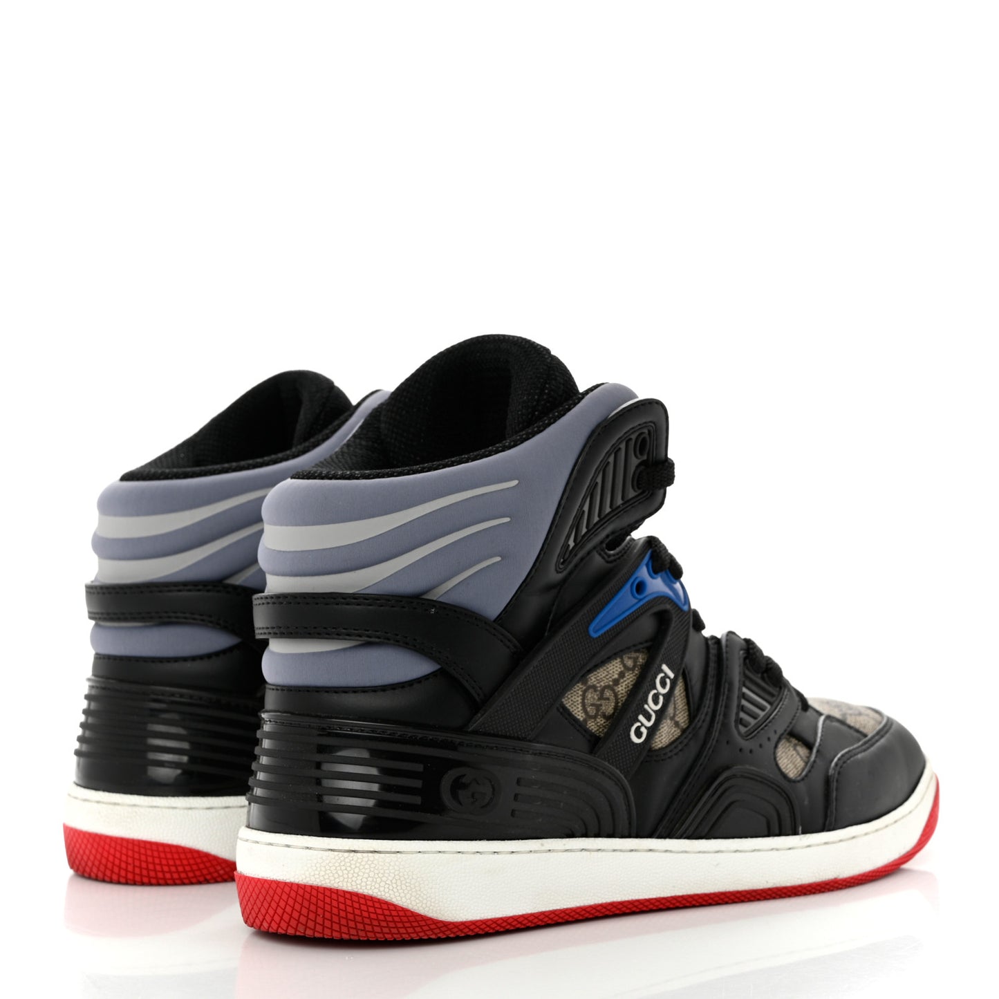 Demetra GG Supreme Monogram Mens Basket High Top Sneakers 10 Black Beige Ebony Grey