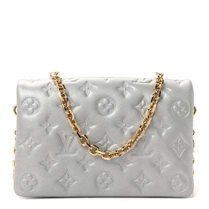 Louis Vuitton Metallic Lambskin Embossed Monogram Pochette Coussin Silver 1 of 10