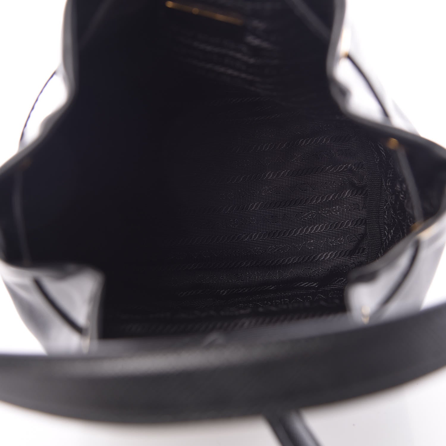 Prada Soft Calf Saffiano Mini Bucket Crossbody Bag Black 5 of 9