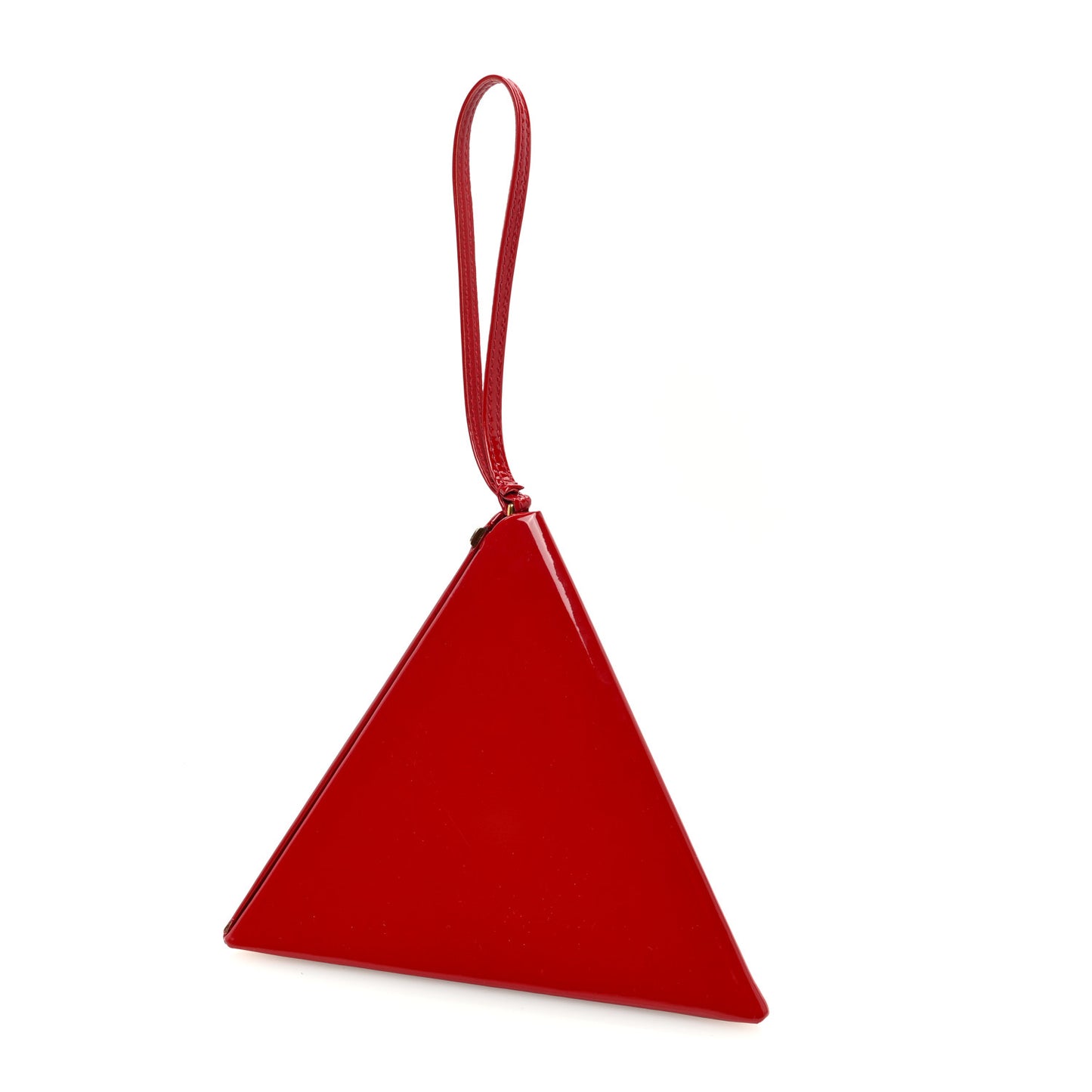 Patent Pyramid Clutch Rouge