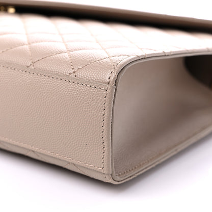 Saint Laurent Grain De Poudre Mixed Matelasse Large Triquilt Monogram Satchel Dark Beige 9 of 9