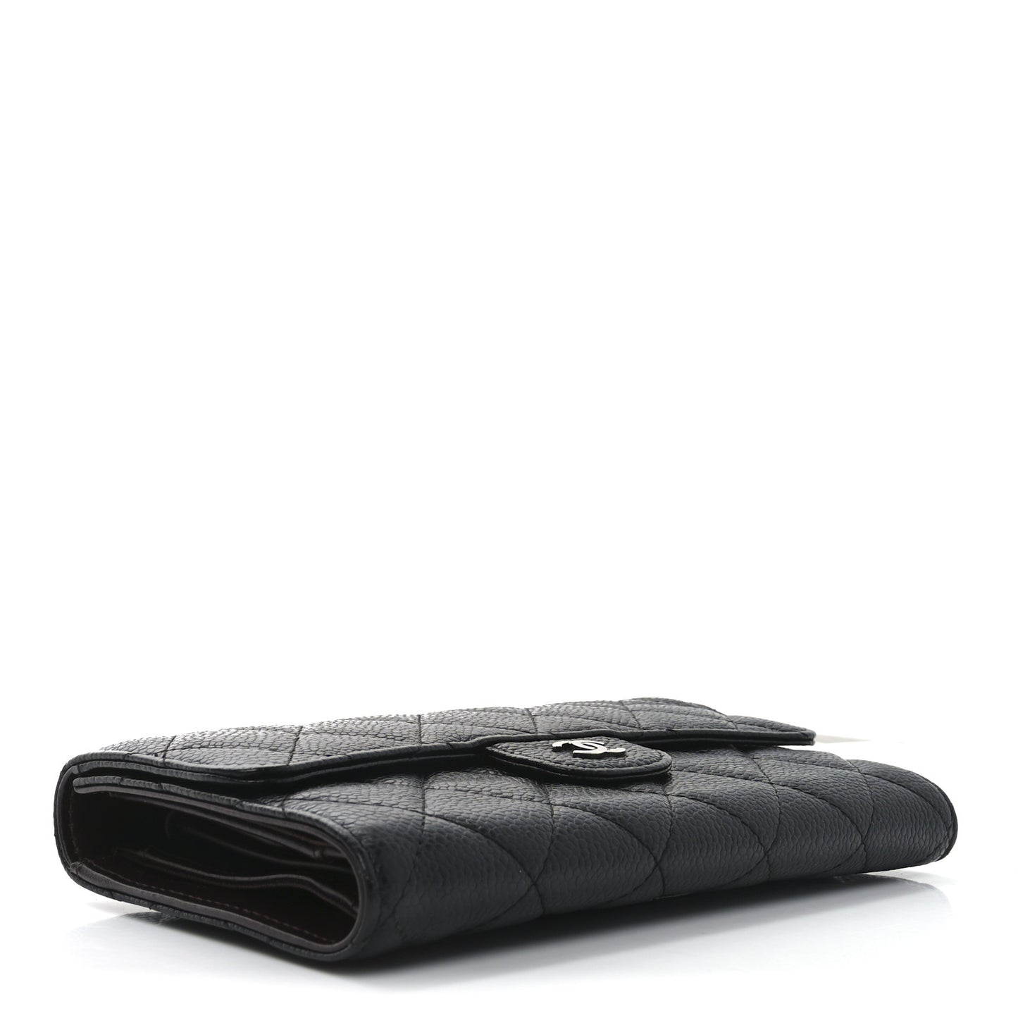 Caviar Quilted Large Flap Wallet Black