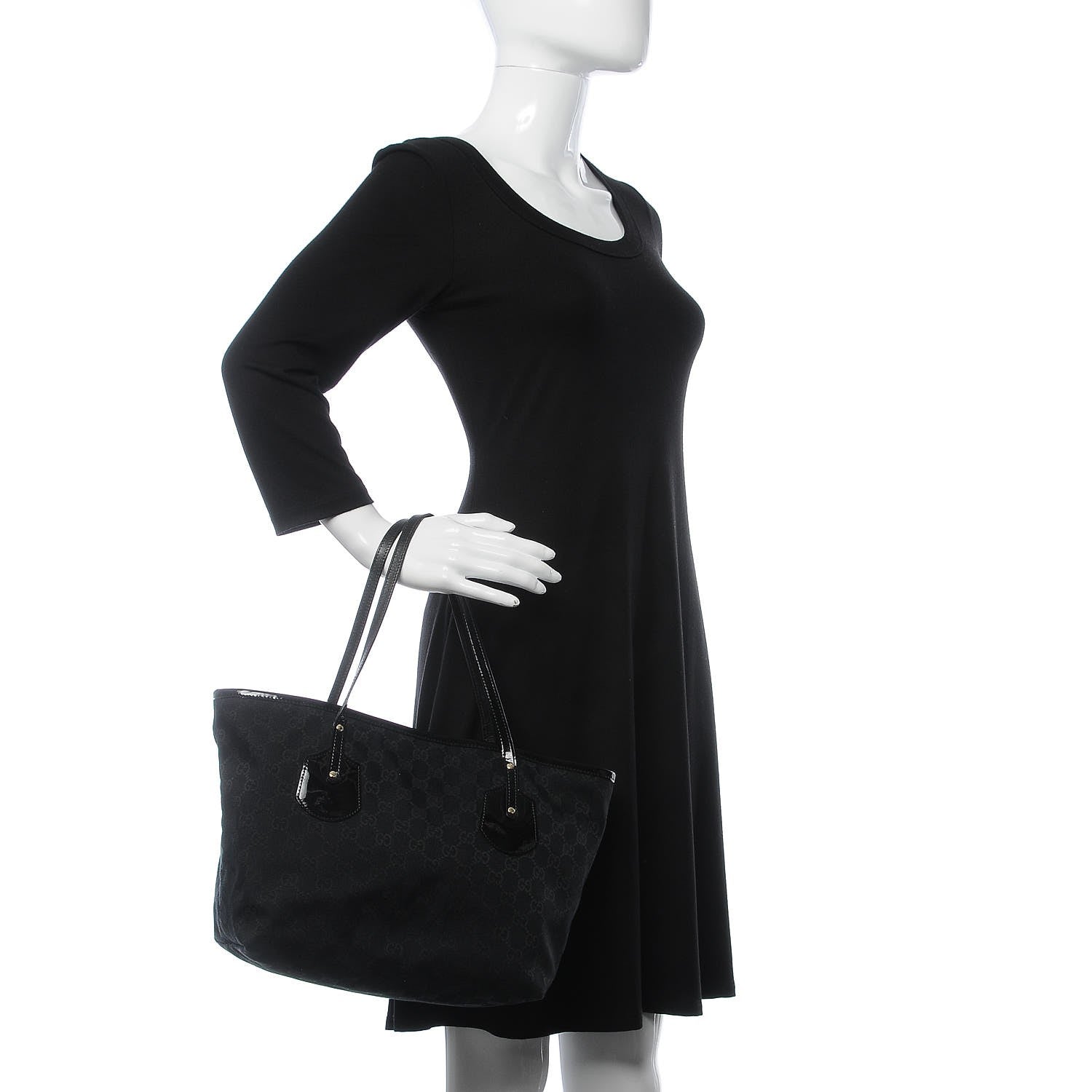 Gucci Patent Monogram Small Jolie Tote Black 2 of 7