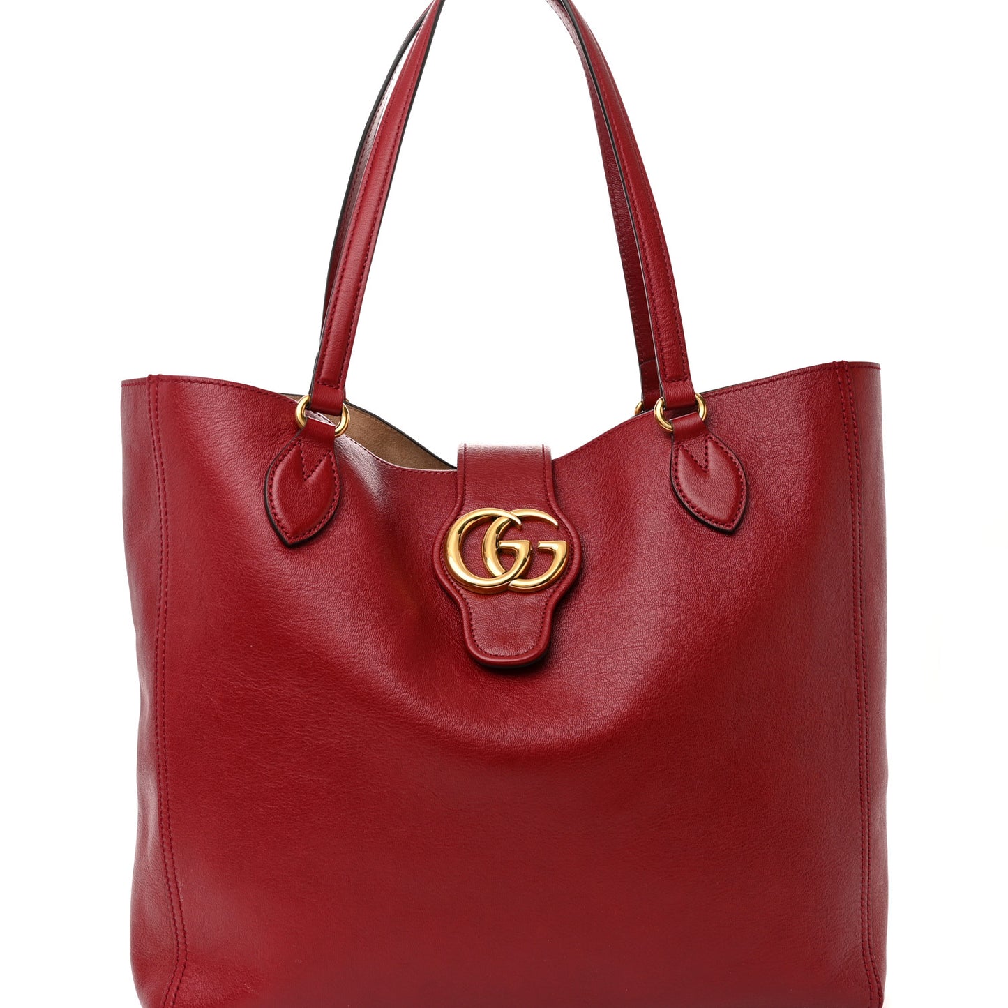 New Sakai Calfskin Lux Medium Dahlia Tote New Cherry Red