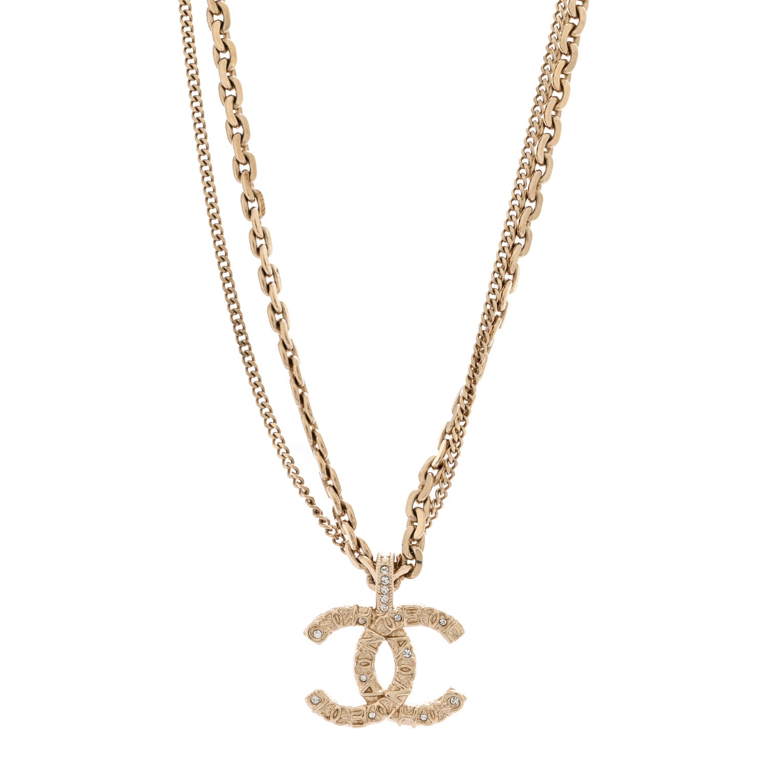 Chanel Crystal CC Multi Strand Chain Necklace Gold 4 of 7