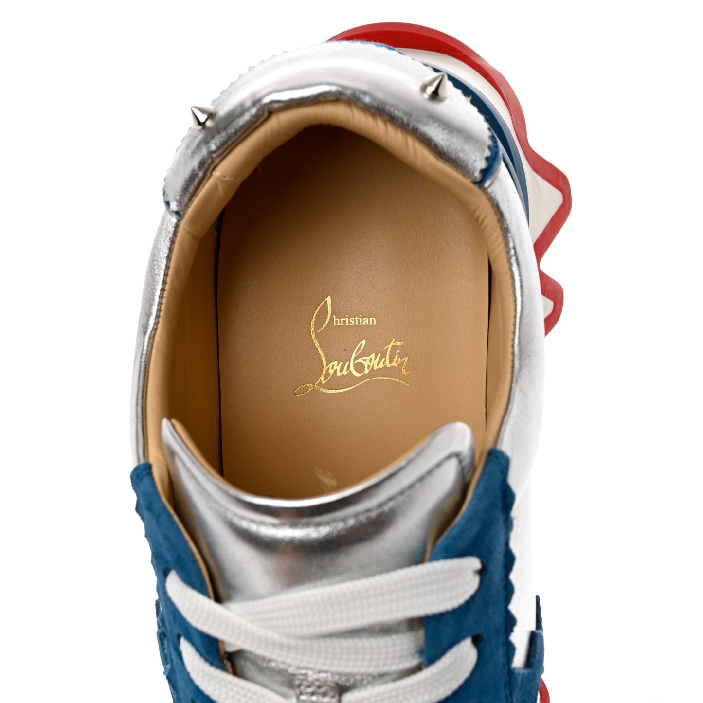 Suede Laminated Nappa Mens Loubishark Sneakers 45 Ludwig Silver