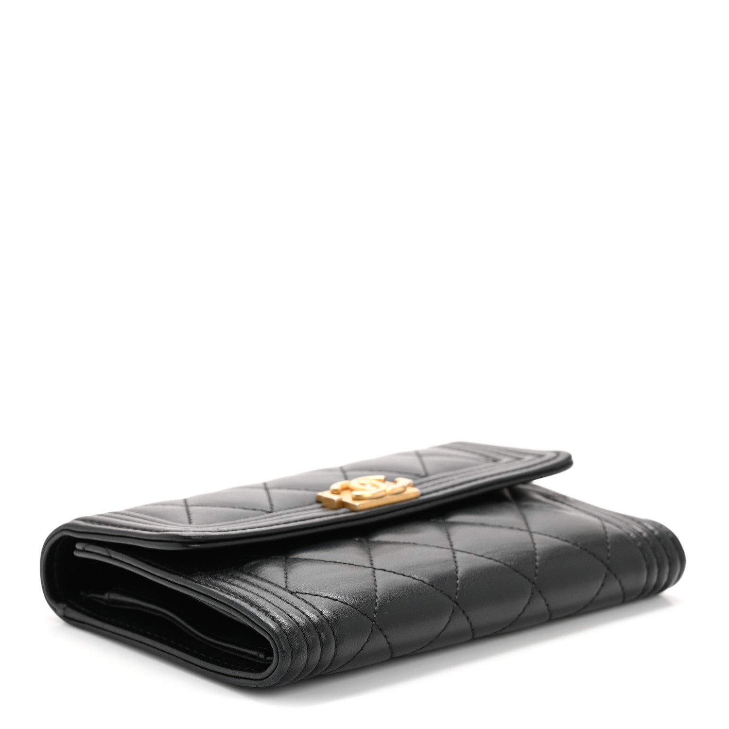 Chanel Lambskin Quilted Medium Boy Flap Wallet Black 4 of 10