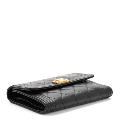 Chanel Lambskin Quilted Medium Boy Flap Wallet Black 4 of 10