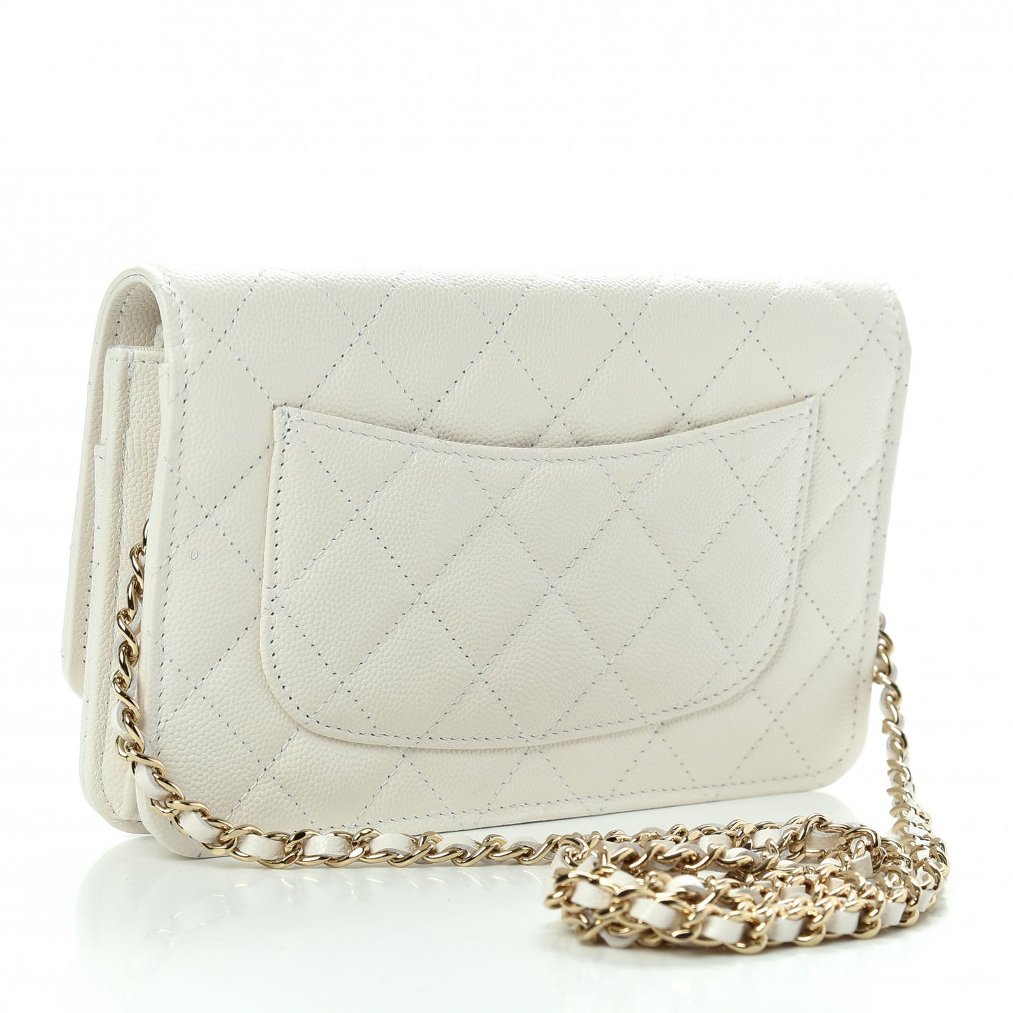 Caviar Quilted Wallet On Chain WOC White
