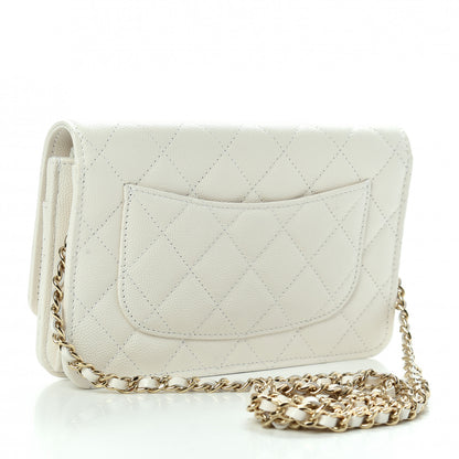 Chanel Caviar Quilted Wallet On Chain WOC White 3 of 11
