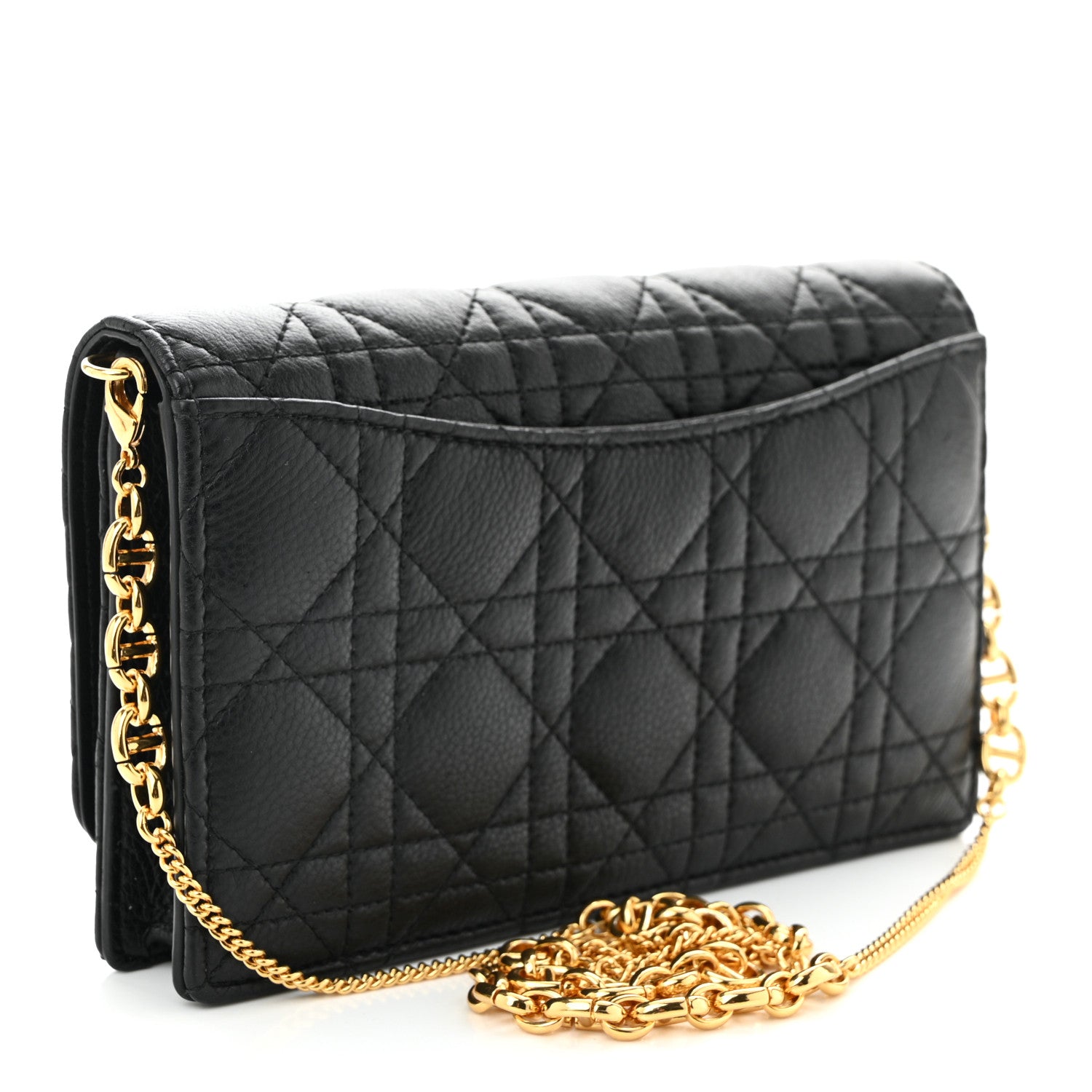 Christian Dior Supple Calfskin Caro Pouch with Chain Black 2 of 9